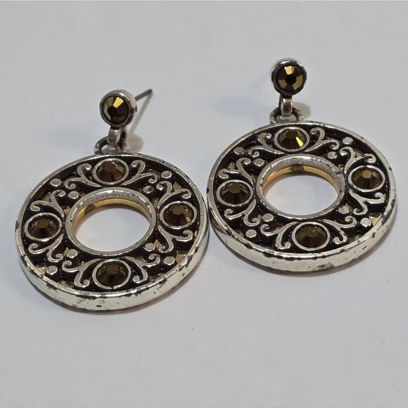 Brighton Scrolled Mixed Metals Dangle Post Earrings - Picture 6 of 7